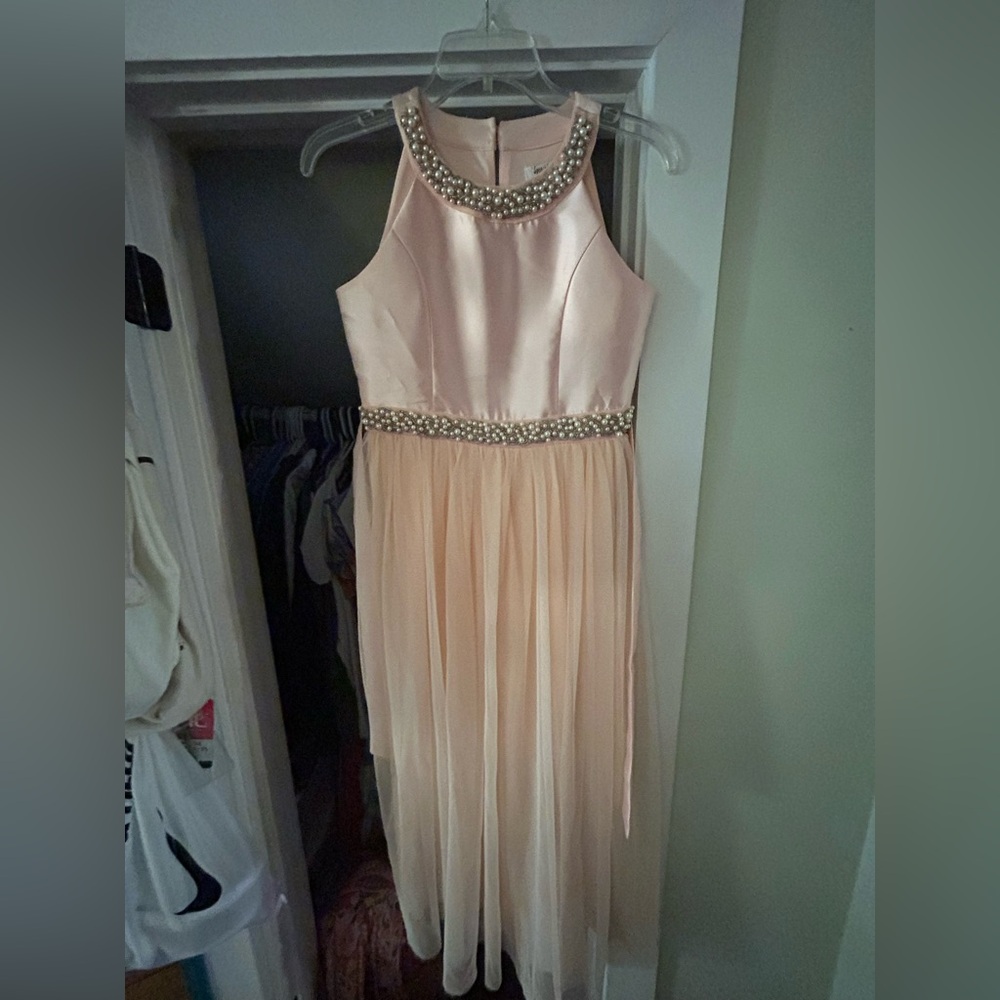 Speechless Kids Pink Dress with Pearl Accents